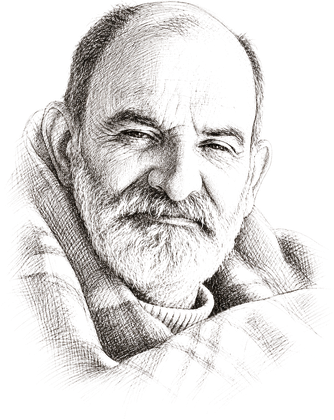 A pen-and-ink portrait