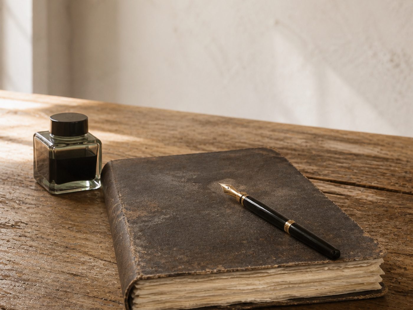 Handwritten lines on handmade paper.