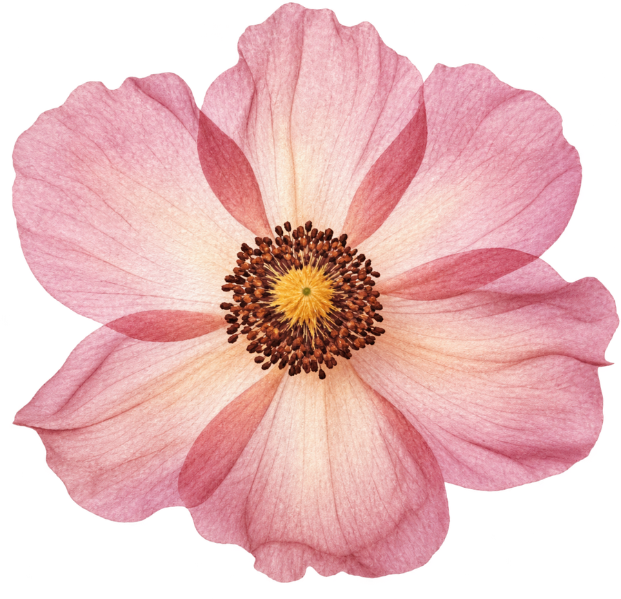 A dusty pink anemone in full bloom.